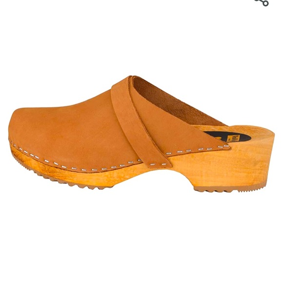 Vollsjo Swedish Brown Camel Suede Leather Wooden Clogs Slip On Mules Retro Boho - Picture 4 of 16